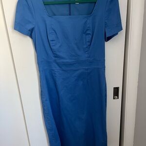 J Crew Factory Cotton Short Sleeve Square Neck Pencil Dress